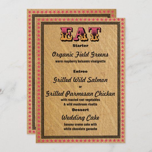 Invitation Réception de style occidental Menu Dîner (Devant / Derrière)