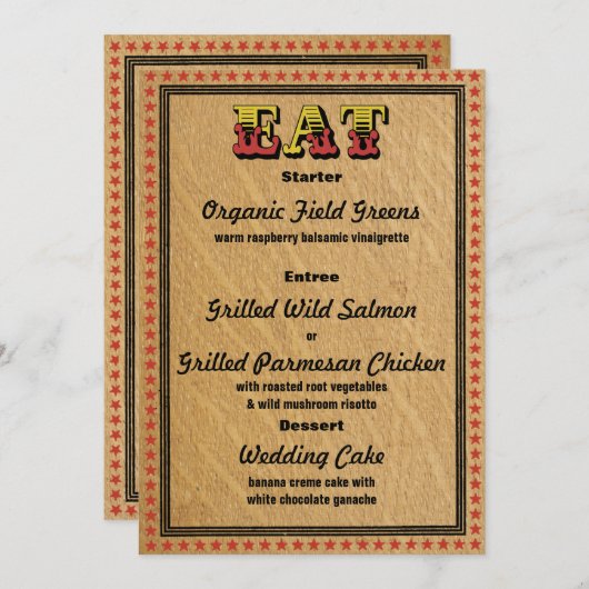 Invitation Réception de style occidental Menu Dîner (Devant / Derrière)
