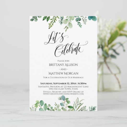 Invitation Réception de verdure d'eucalyptus : célébrons ! (Debout devant)