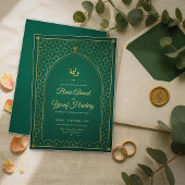 Invitation Réception de Walima Calligraphie Arabe Émeraude et