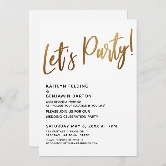 Invitation Réception d'écriture manuscrite de Celebration Gol (Devant / Derrière)