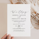 Invitation Réception Delicic Black Calligraphy Elopement<br><div class="desc">Cette délicate invitation à la réception en calligraphie noire est parfaite pour une soirée post-elopement moderne. Le design minimaliste romantique présente une belle et élégante typographie noire sur un arrière - plan blanc au look épuré et sobre. Les cartes RSVP sont vendues séparément, ou vous pouvez ajouter des informations RSVP...</div>