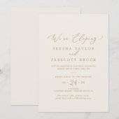 Invitation Réception Delicy Gold et Cream Elopement (Devant / Derrière)