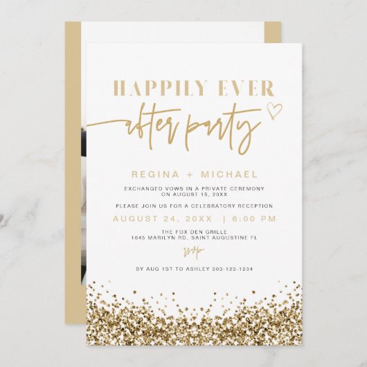 Invitation Réception d'élopage de la séquence d'or jaune REGI (Devant / Derrière)