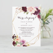 Invitation Réception d'Elopage Floral Burgundy Géométrique Or (Debout devant)