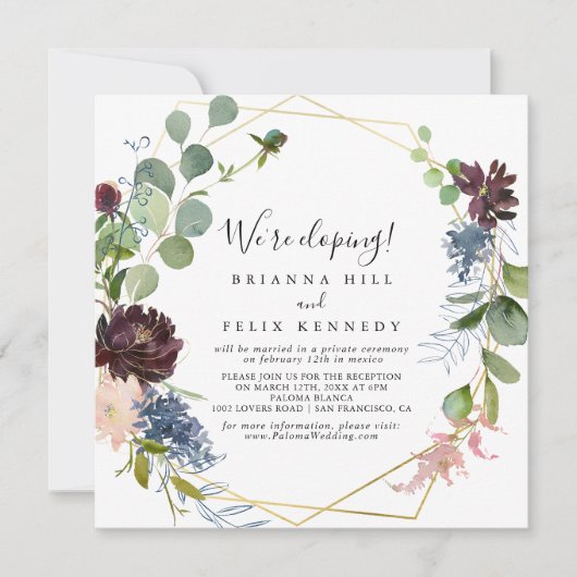 Invitation Réception d'Elopage Géométrique Bourgogne (Devant)