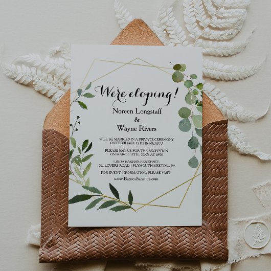 Invitation Réception d'Elopement Feuille Vert Tropical