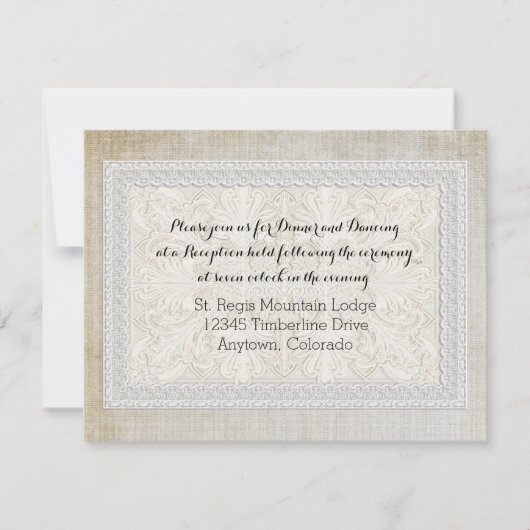 Invitation Réception dentelle rustique w linge Vintage vieill (Devant)