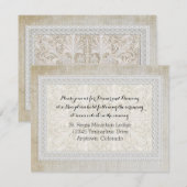 Invitation Réception dentelle rustique w linge Vintage vieill (Devant / Derrière)