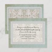 Invitation Réception dentelle rustique w linge Vintage vieill (Devant / Derrière)