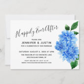 Invitation Réception des Dahlias Peints en Bleu: Heureux à to (Devant)