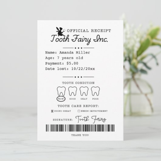 Invitation Réception des dents de lait imprimable (Debout devant)