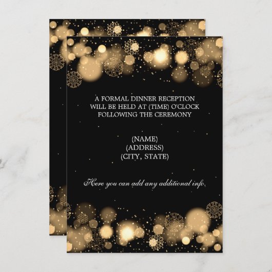 Invitation Réception des mariages d'hiver Lumières d'or (Devant / Derrière)