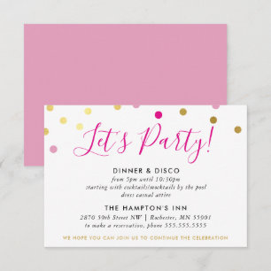Invitation RÉCEPTION DES PARTIES INFO glam confetti tache or 