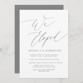 Invitation Réception design moderne, grise, Mariage Elopement (Devant / Derrière)