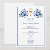 Invitation Réception d'Ordination du prêtre de diacre Floral (Devant / Derrière)