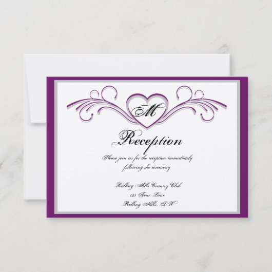 Invitation Réception du monogramme de l'étincelle du coeur ma (Devant)