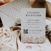 Invitation Réception du soir rose avec code QR rsvp