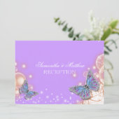 Invitation Réception d'un mariage de papillons violets (Debout devant)