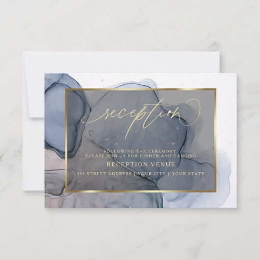 Invitation Réception Dusty Bleu Mauve foncé (Devant)