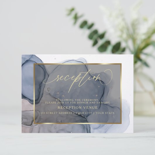 Invitation Réception Dusty Bleu Mauve foncé (Debout devant)