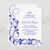 Invitation Réception Élégante aux Tourbillons Bleu Royal (Devant / Derrière)