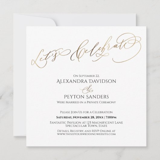 Invitation Réception élégante de célébration en calligraphie (Devant)