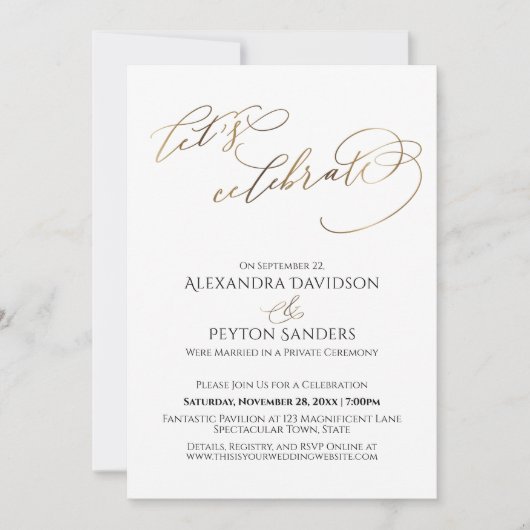 Invitation Réception élégante de célébration en calligraphie  (Devant)