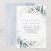 Invitation Réception élégante de soirée Dusty Blue de verdure (Devant / Derrière)