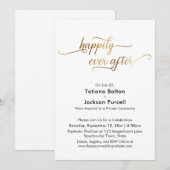 Invitation Réception élégante en écriture dorée pour toujours (Devant / Derrière)