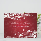 Invitation Réception Élégante Fleur de Cerisier Rouge (Debout devant)