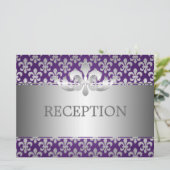 Invitation Réception Élégante Fleur De Lis Violet (Debout devant)
