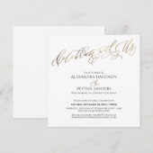 Invitation Réception élégante "Gold Script Celebrate with Us" (Devant / Derrière)
