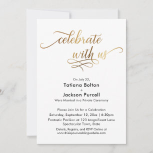 Invitation Réception élégante "Gold Script Celebrate with Us"