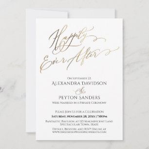 Invitation Réception élégante "Heureux pour toujours" en écri