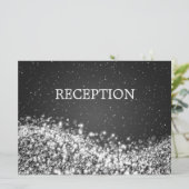 Invitation Réception Élégante Vague Étincelante Noire (Debout devant)