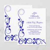 Invitation Réception Élégants Tourbillons Bleu Royal (Devant / Derrière)