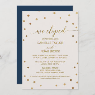 Invitation Réception Elopement Pois Gold