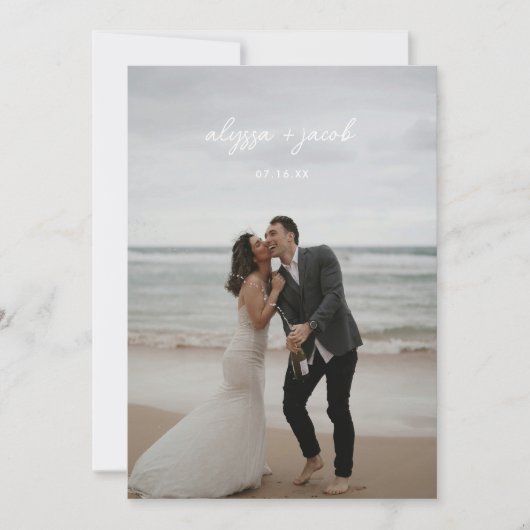 Invitation Réception Elopeption Mariage Photo Script Moderne (Devant)