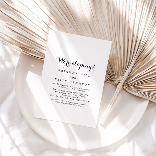 Invitation Réception Elopeption Moderne Calligraphie