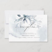 Invitation Réception en aquarelle en feuillage bleu rustique (Devant)