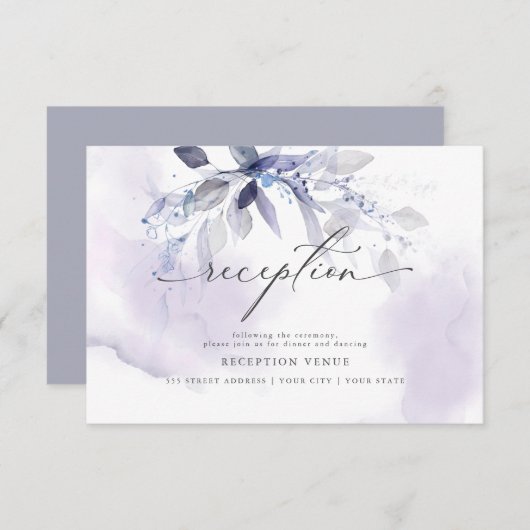 Invitation Réception en aquarelle violet rustique (Devant / Derrière)
