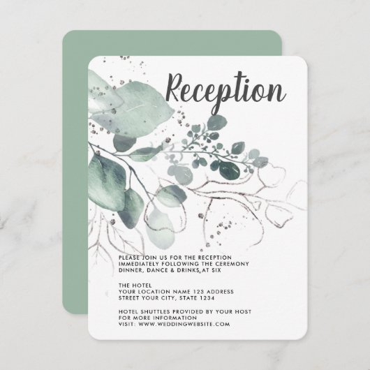 INVITATION RÉCEPTION EN EAU VERTE EUCALYPTUS VERTE (Devant / Derrière)