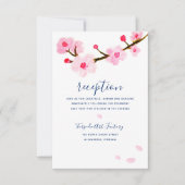 Invitation Réception en fleurs de cerisier rose (Devant)