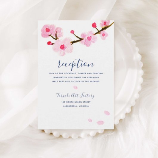 Invitation Réception en fleurs de cerisier rose