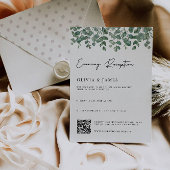 Invitation Réception en soirée verte avec code QR rsvp