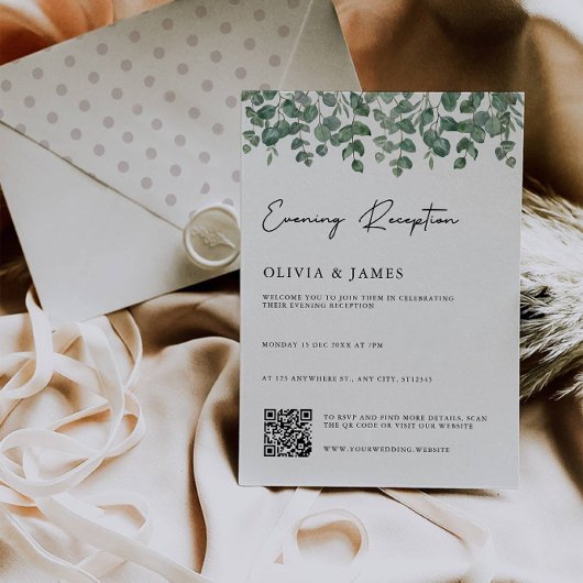 Invitation Réception en soirée verte avec code QR rsvp