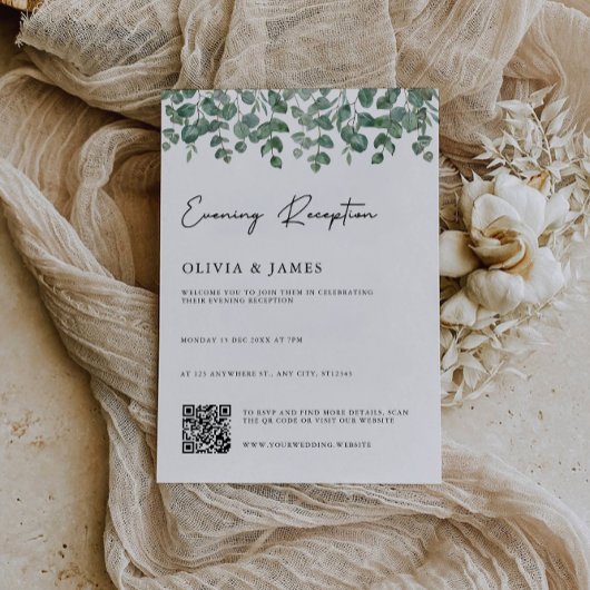 Invitation Réception en soirée verte avec code QR rsvp