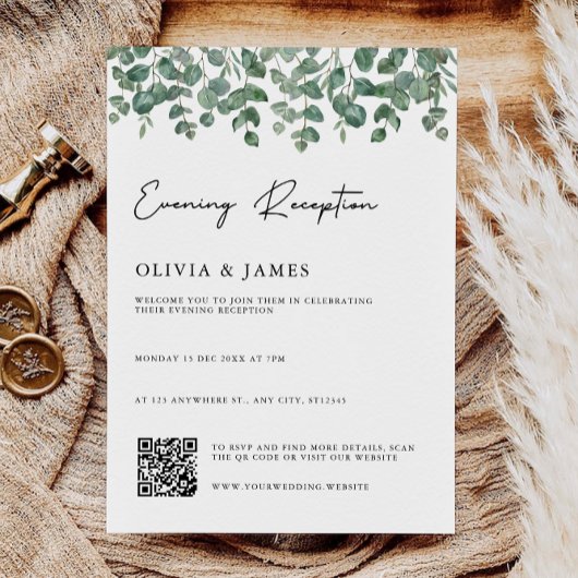 Invitation Réception en soirée verte avec code QR rsvp