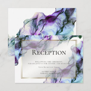 Invitation RÉCEPTION Encre Aquarelle Abstraite Sarcelle Ind